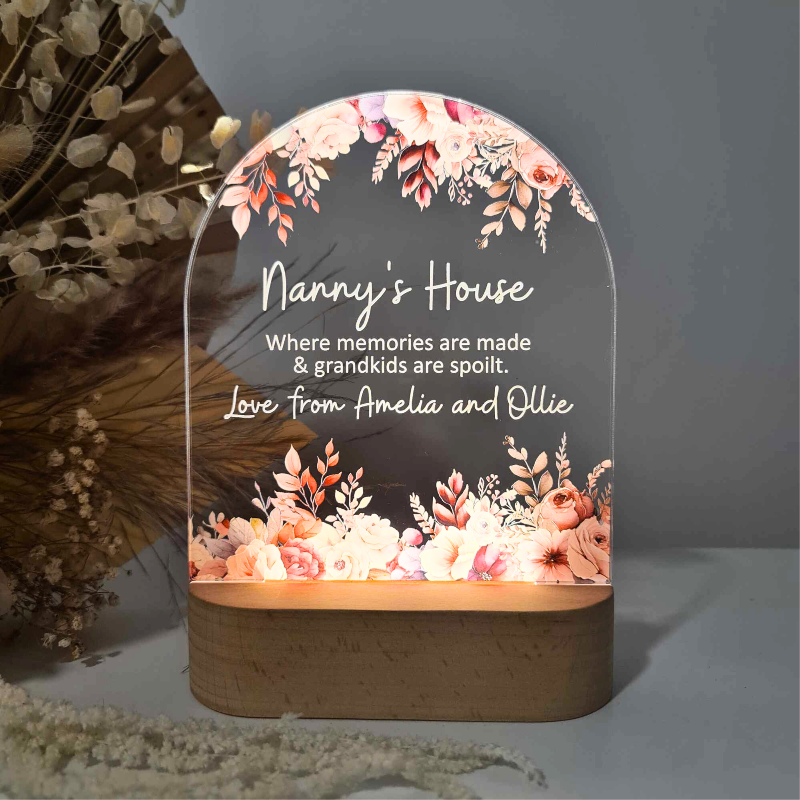 Personalised Handcrafted Floral LED Lamp for Mother's Day - Nanny's House