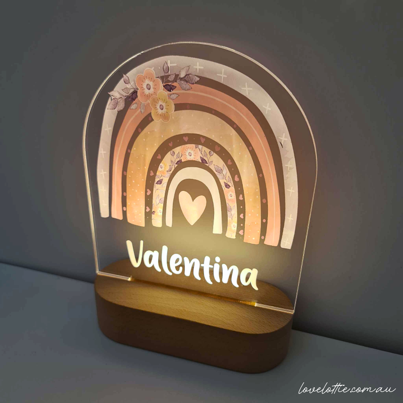 Personalised Baby Gifts Night Light for Kids - Printed Neutral Rainbow