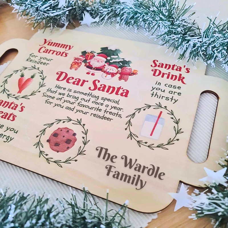 Personalised Christmas Eve Santa Treat Plate Board