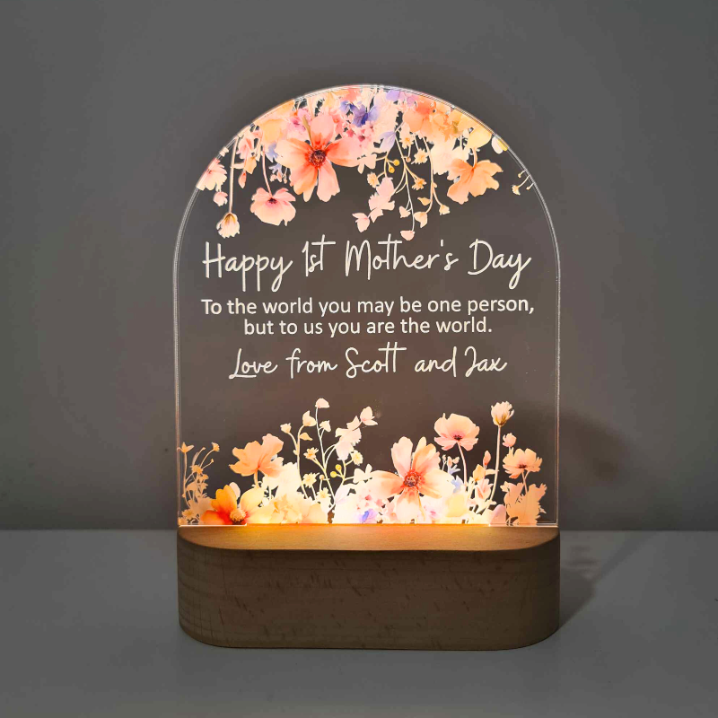 Personalised Handcrafted Floral LED Lamp for Mother's Day - 1st Mother's Day World