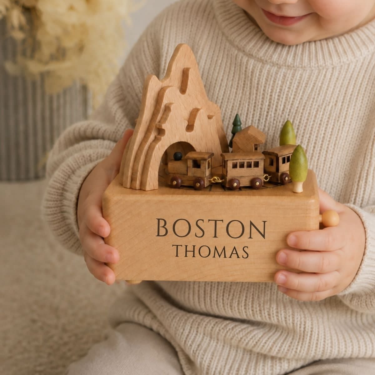 Custom Baptism Christening Gift Carousel Music Box