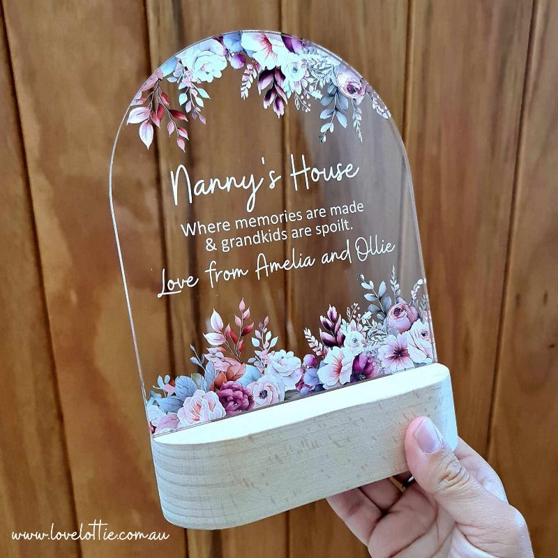 Personalised Handcrafted Floral LED Lamp for Mother's Day - Nanny's House