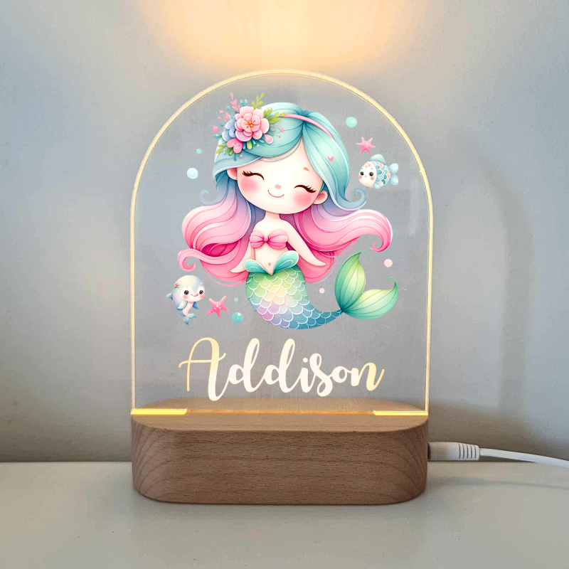 Personalised Baby Gifts Night Light for Kids - Printed Mermaid
