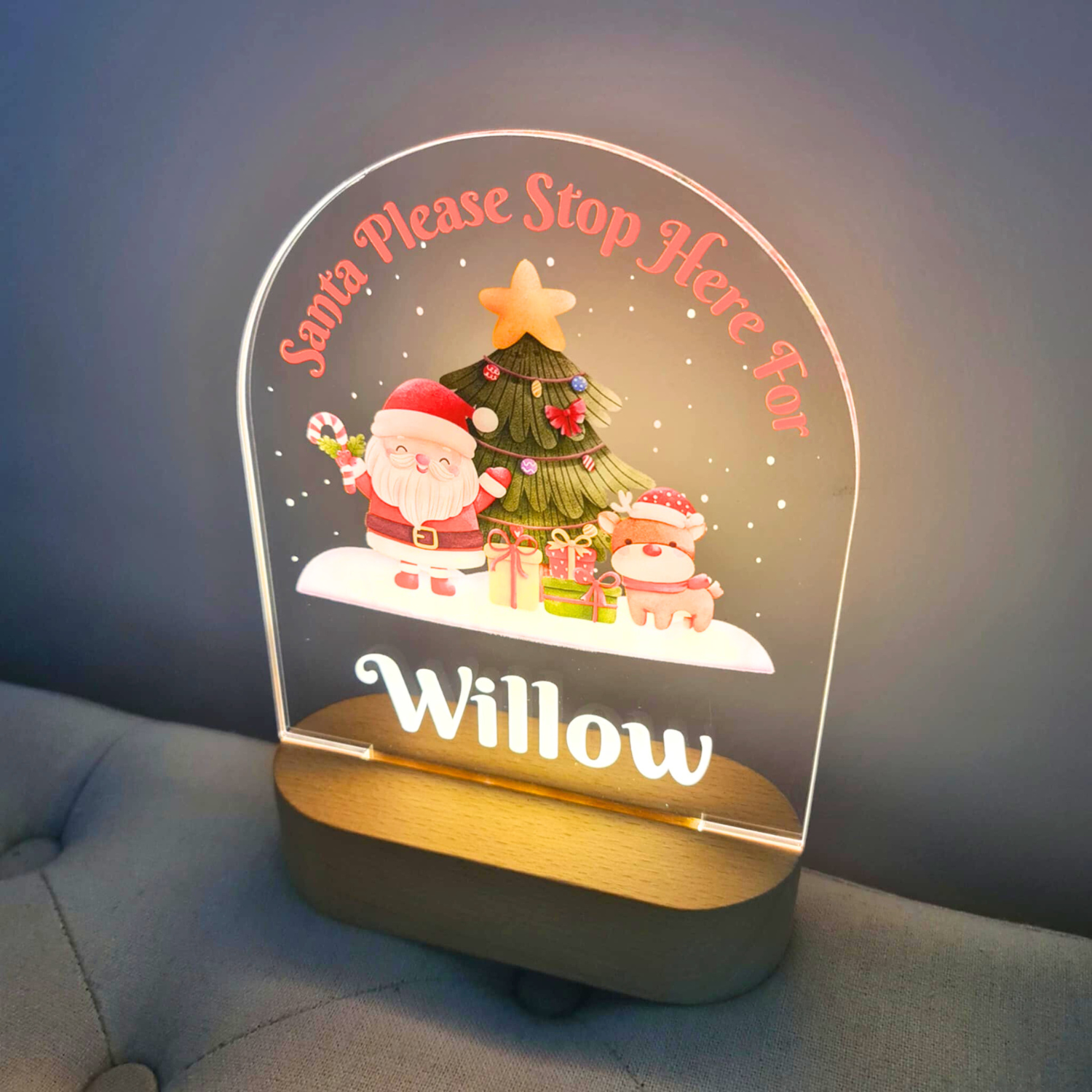 Personalised Gifts Night Light for Kids - Santa Please Stop Here