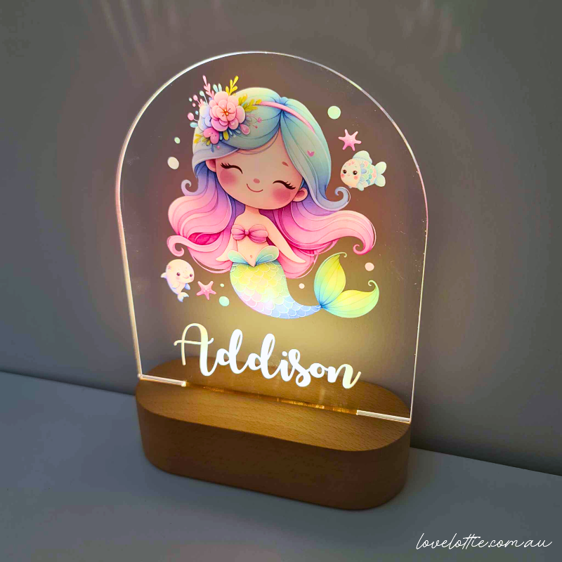 Personalised Baby Gifts Night Light for Kids - Printed Mermaid