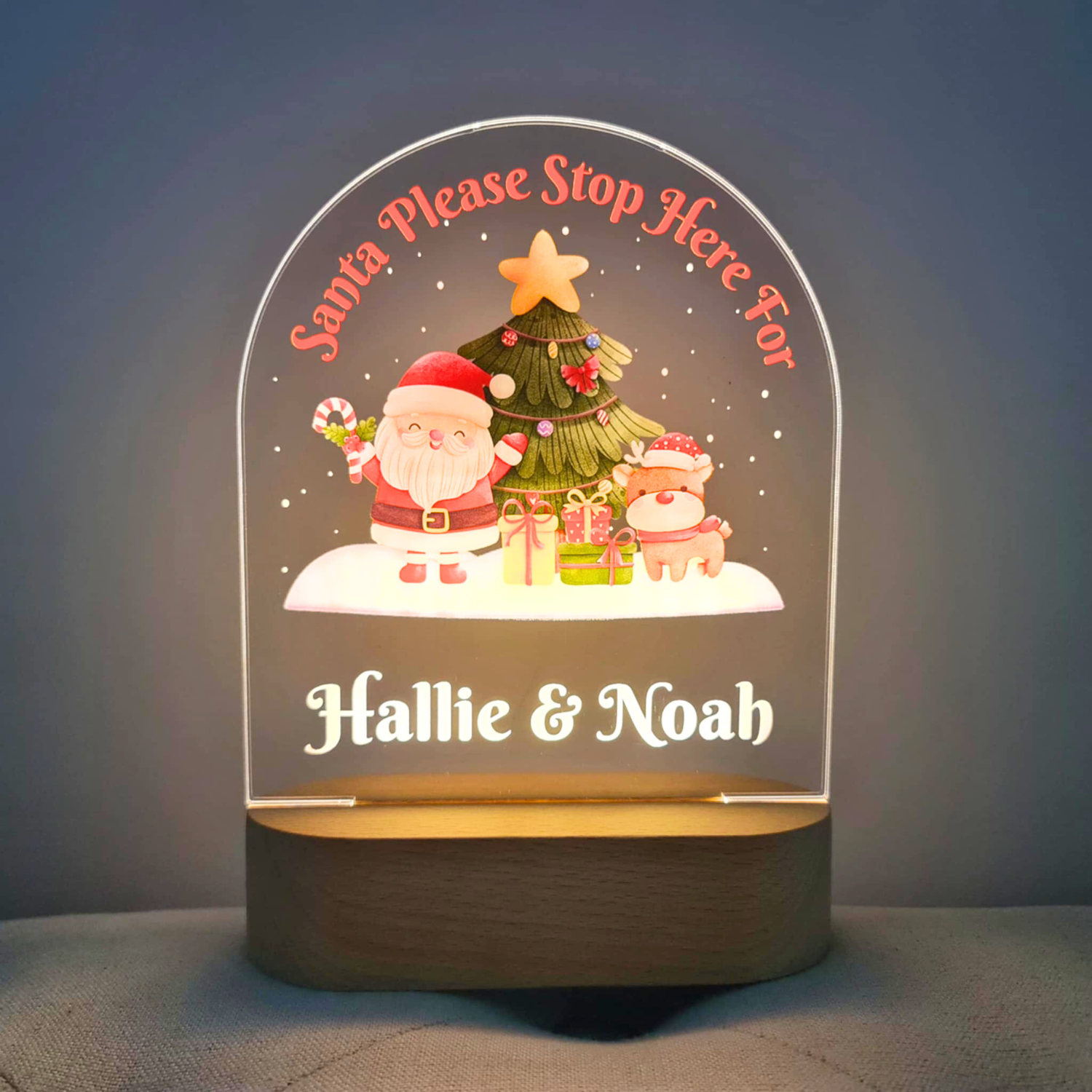 Personalised Gifts Night Light for Kids - Santa Please Stop Here
