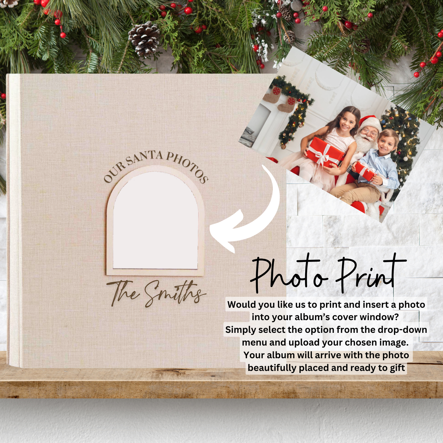 Personalised Christmas Photo Album - Arch Window Design 1