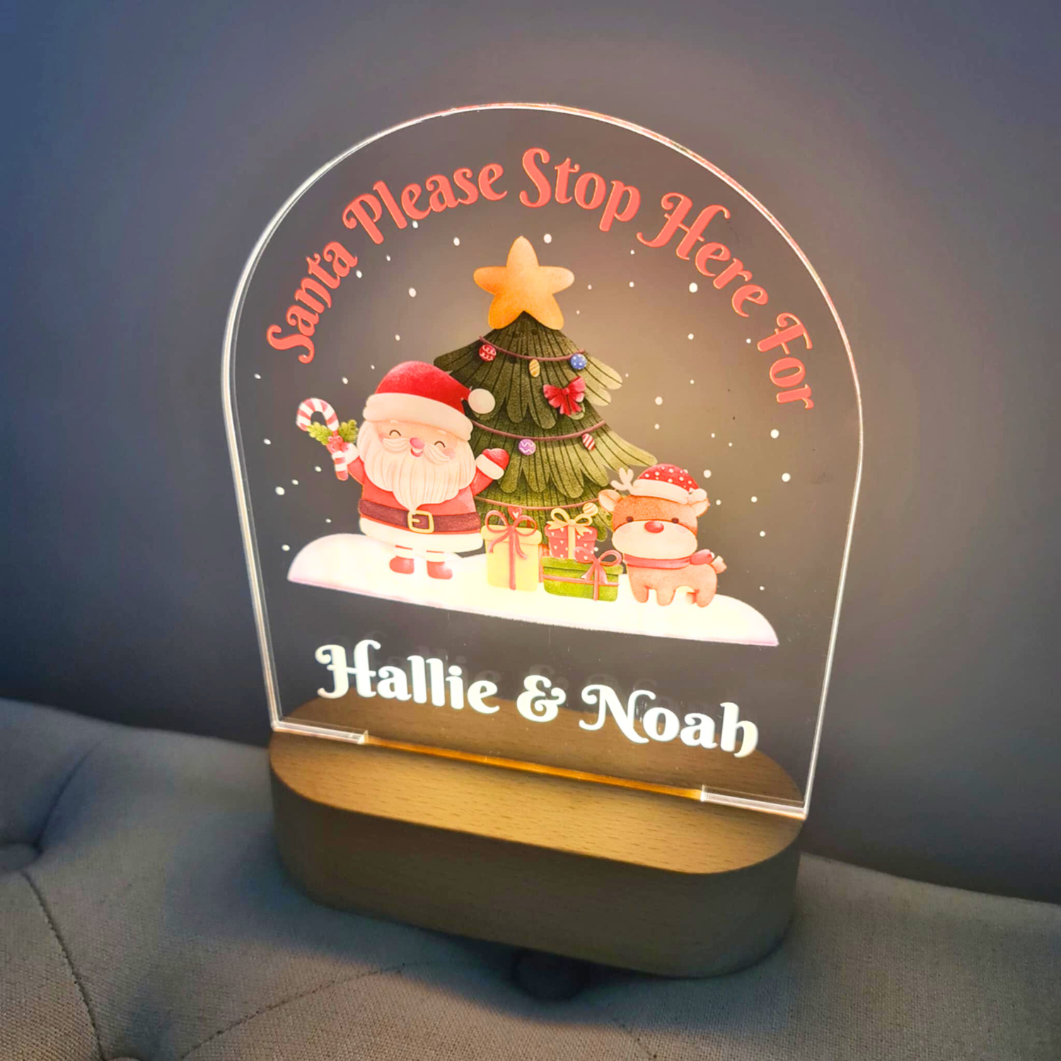 Personalised Gifts Night Light for Kids - Santa Please Stop Here