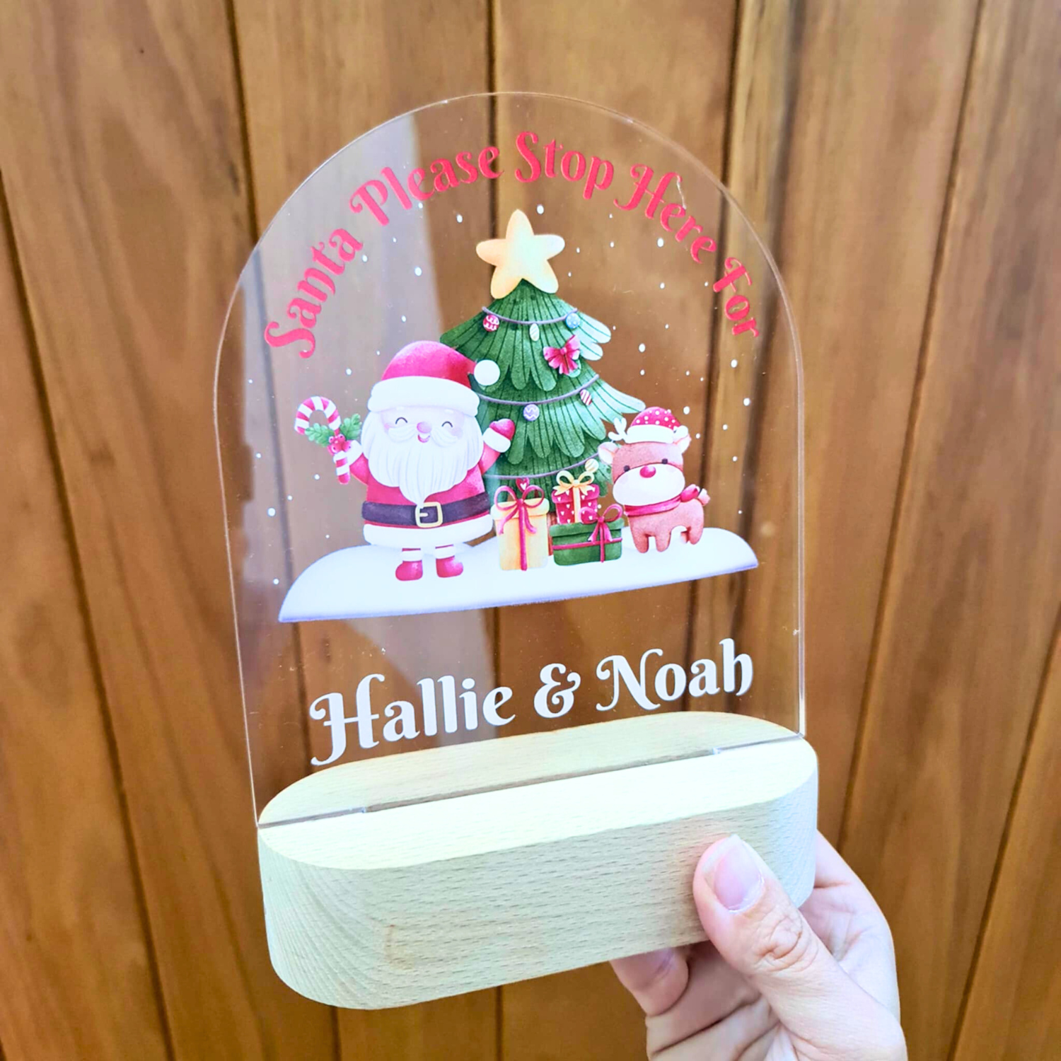 Personalised Gifts Night Light for Kids - Santa Please Stop Here