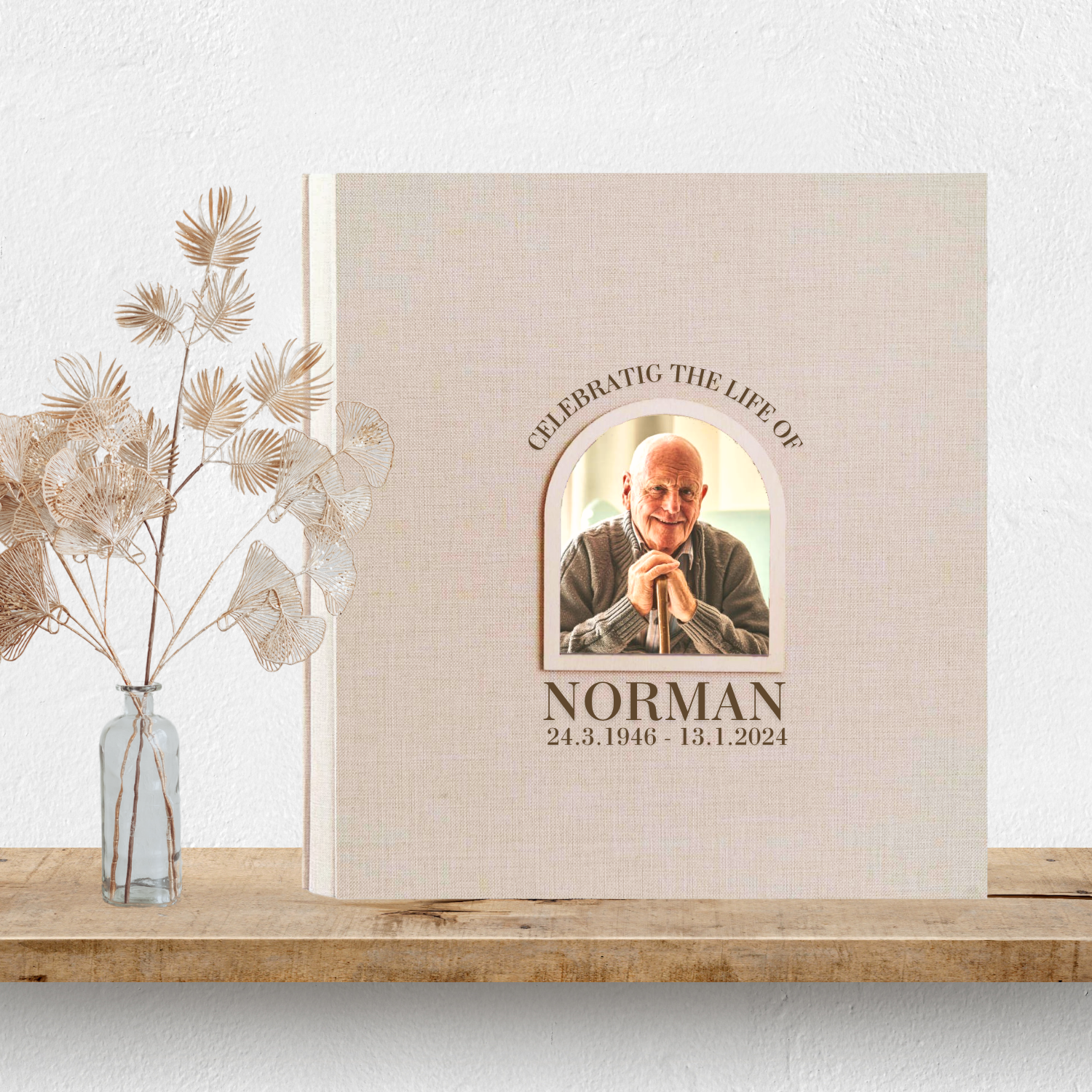 Personalised Memorial Photo Album - Arch Window Design 2