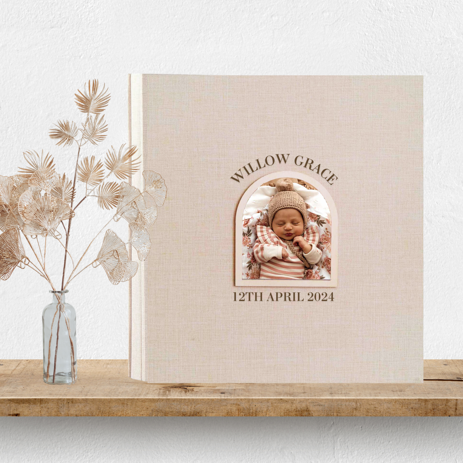 Personalised Baby Gift Photo Album - Arch Window Design 3
