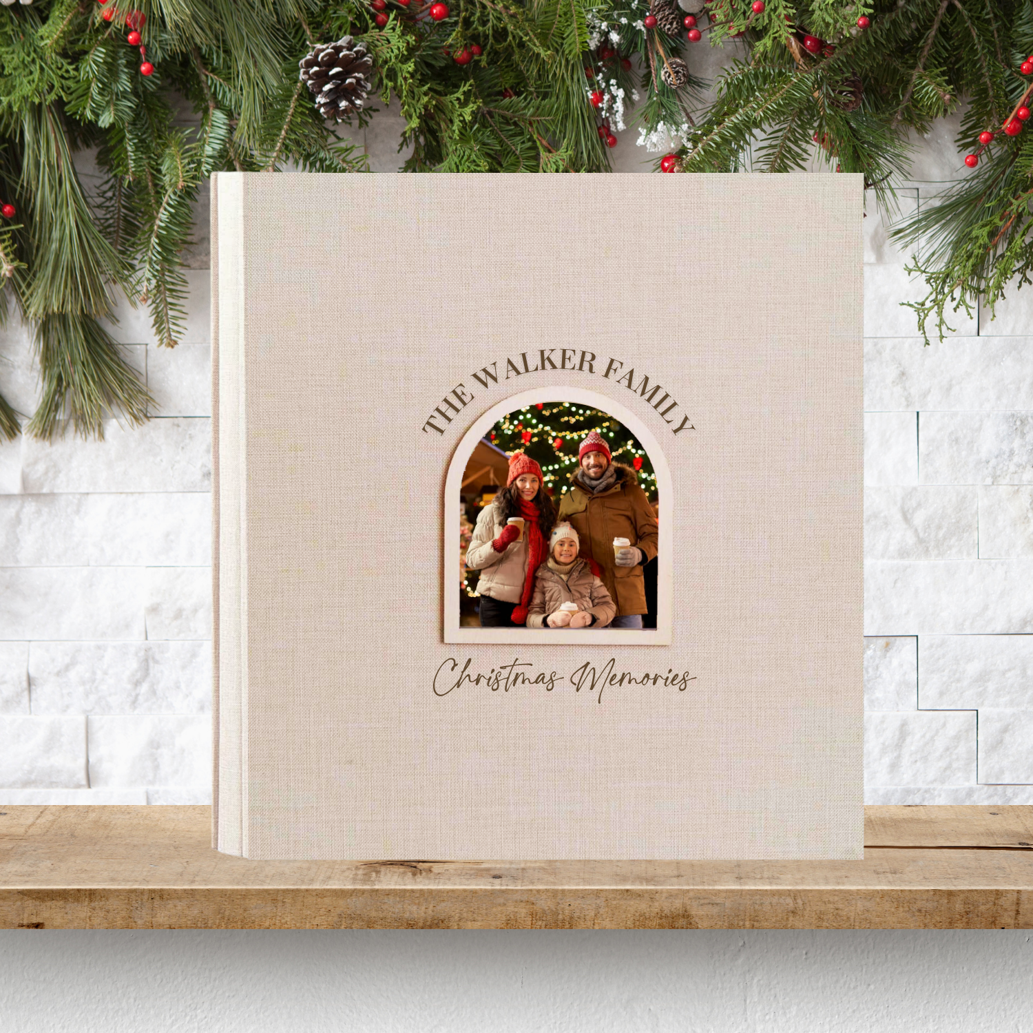 Personalised Christmas Photo Album - Arch Window Design 3