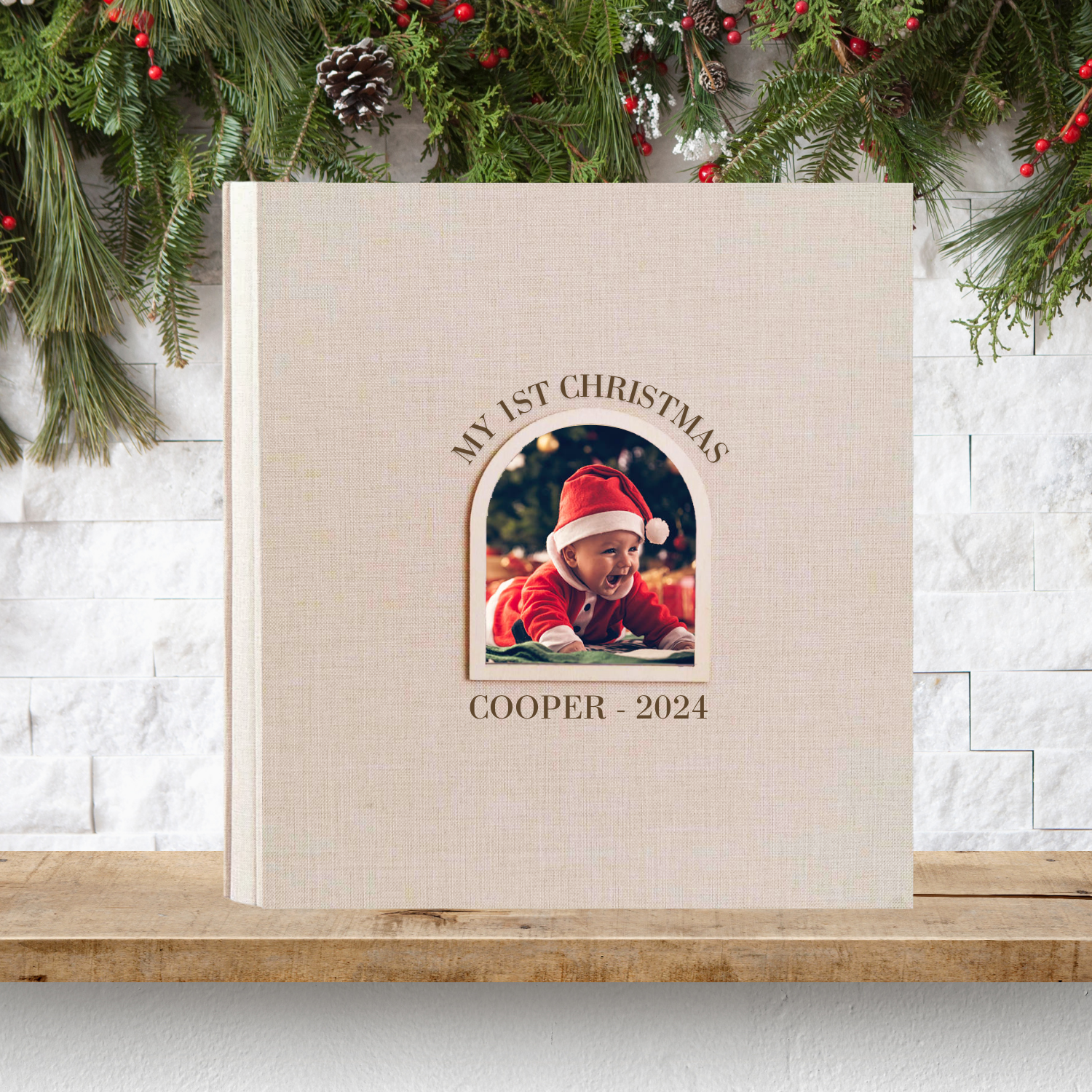 Personalised Christmas Photo Album - Arch Window Design 4