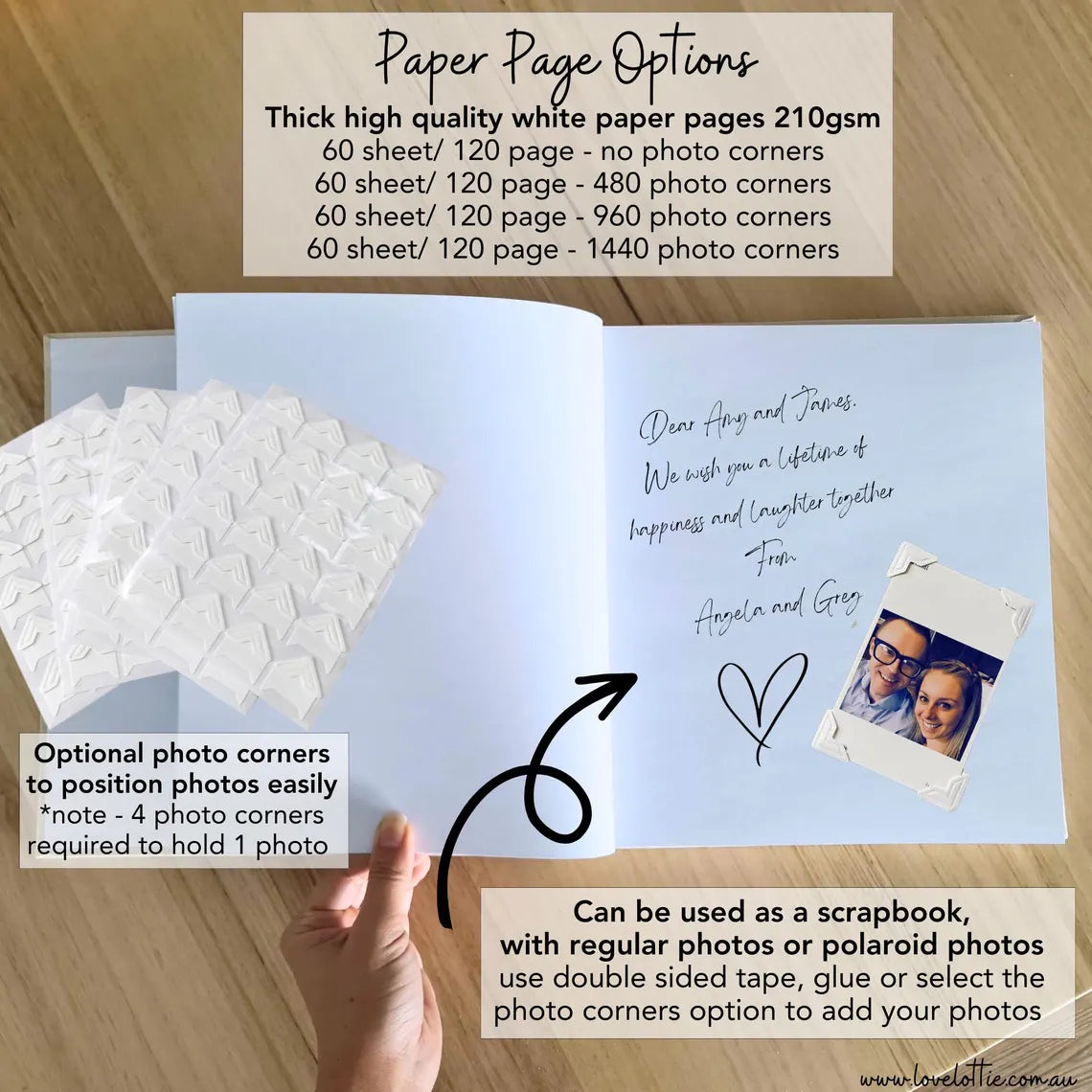 Personalised Wedding Photo Album - Arch Window Design 1