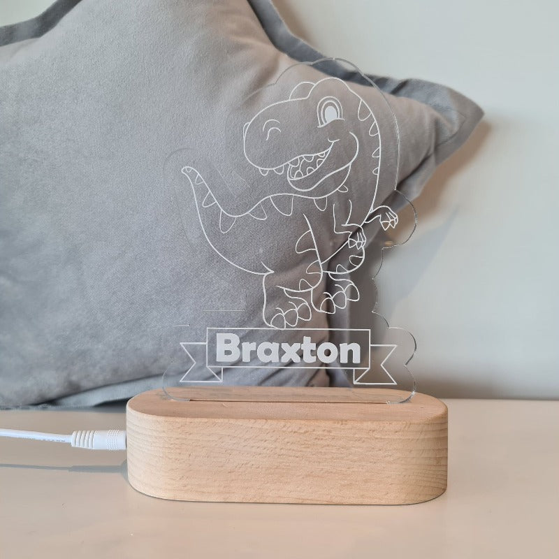 Nursery Decor Night Light Custom Name Dinosaur