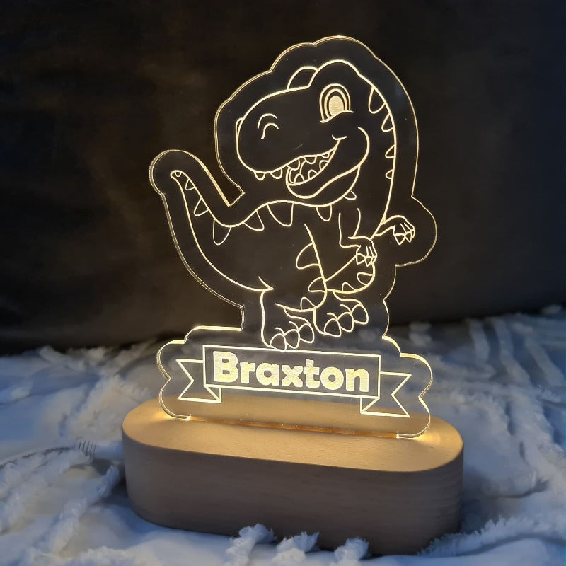 Nursery Decor Night Light Custom Name Dinosaur