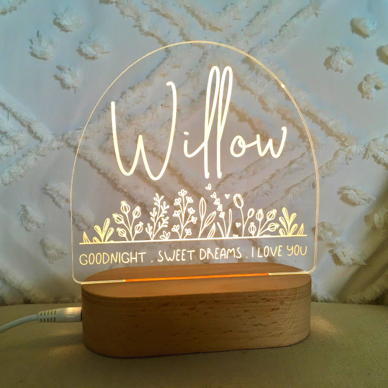 Personalised Kids Night Light - Flower Bed Willow