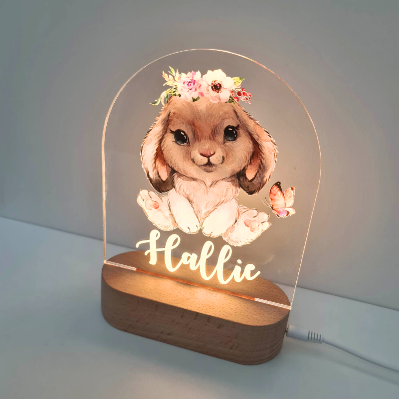 Personalised Gifts Night Light for Kids - Printed Bunny Rabbit