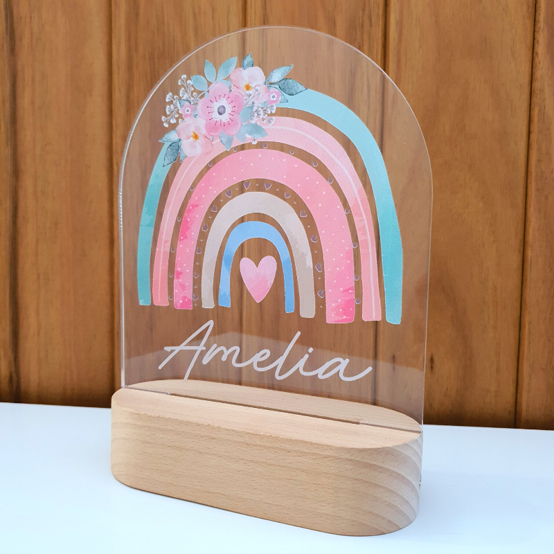Personalised Gifts Night Light for Kids - Printed Rainbow Flowers