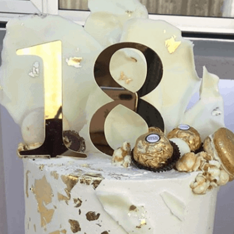 Number 1 Acrylic Gold Mirror Birthday Cake Topper