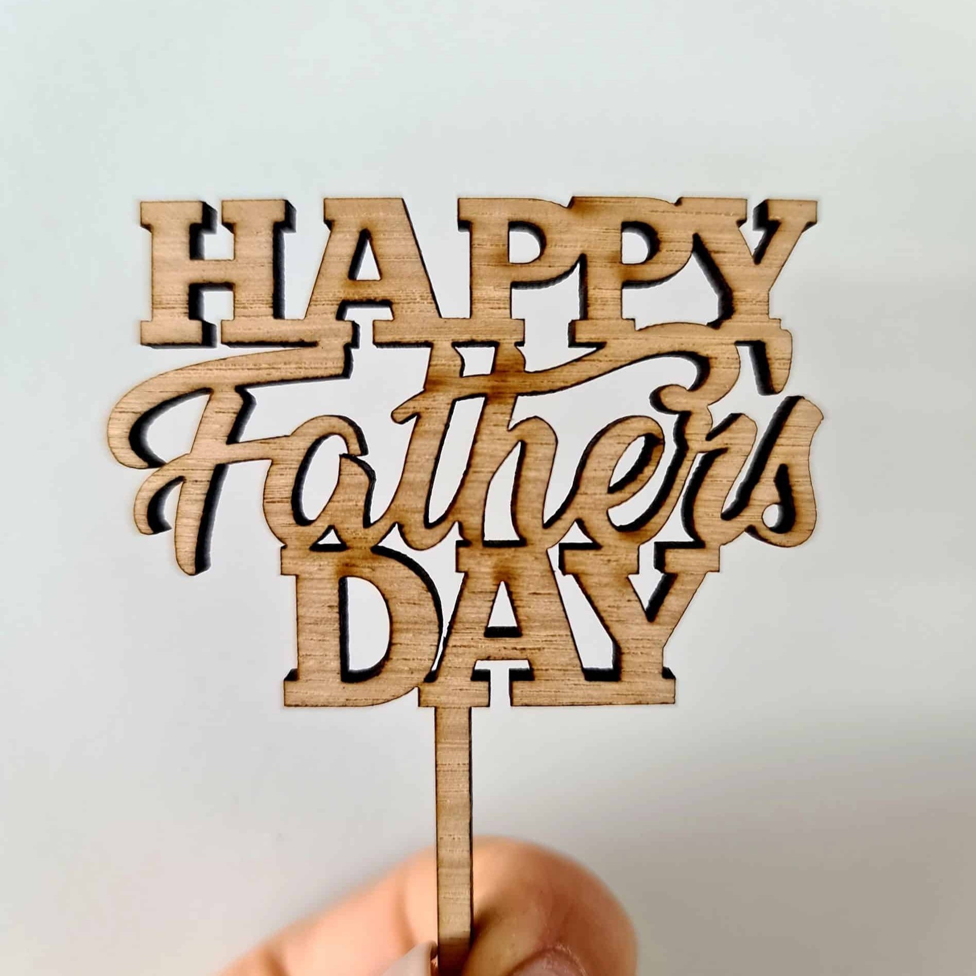 10 x Happy Father's Day Cupcake Toppers - Wood