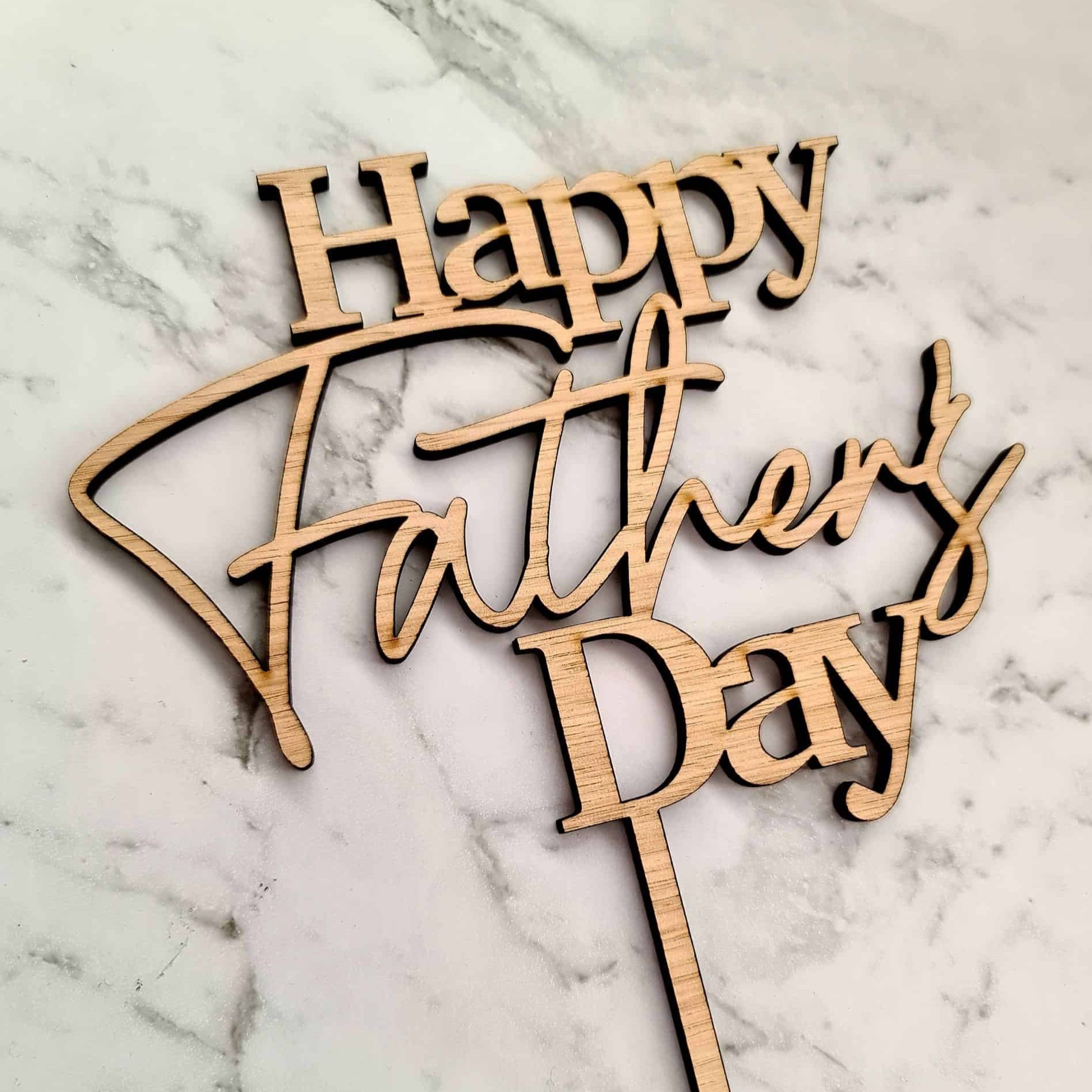 Happy Father's Day Cake Topper - Wood