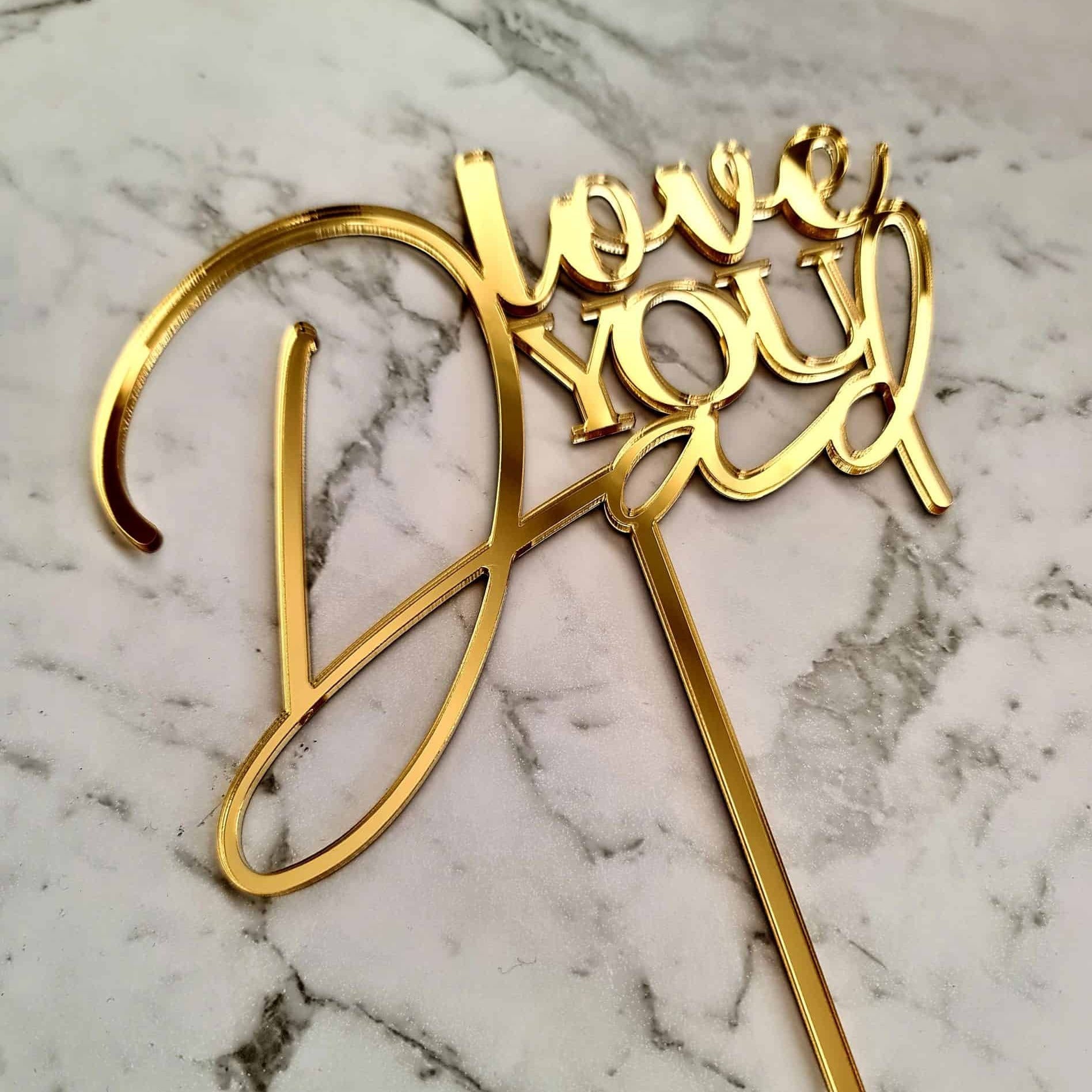 Love You Dad Cake Topper - Gold
