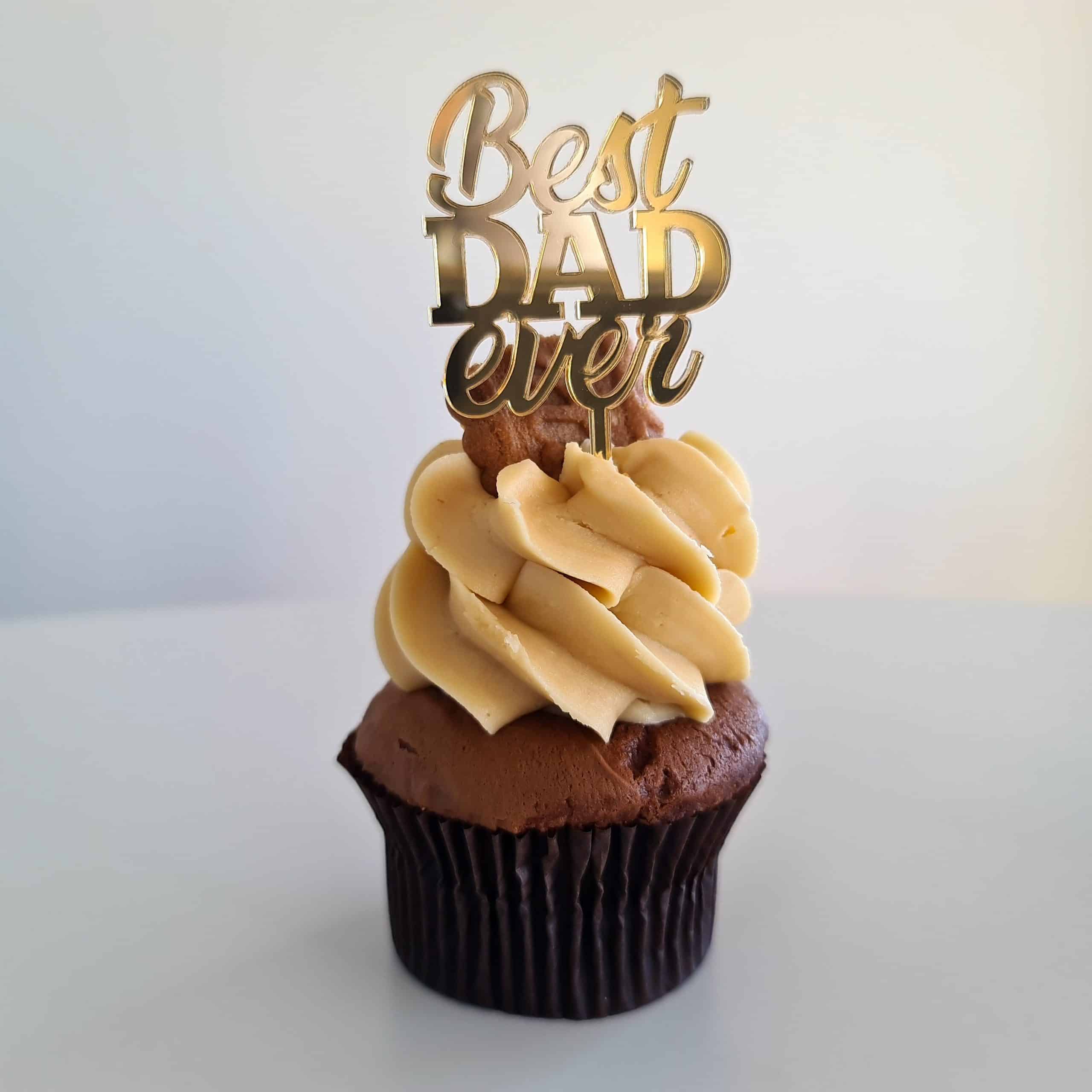10 x Best DAD ever Cupcake Toppers - Gold