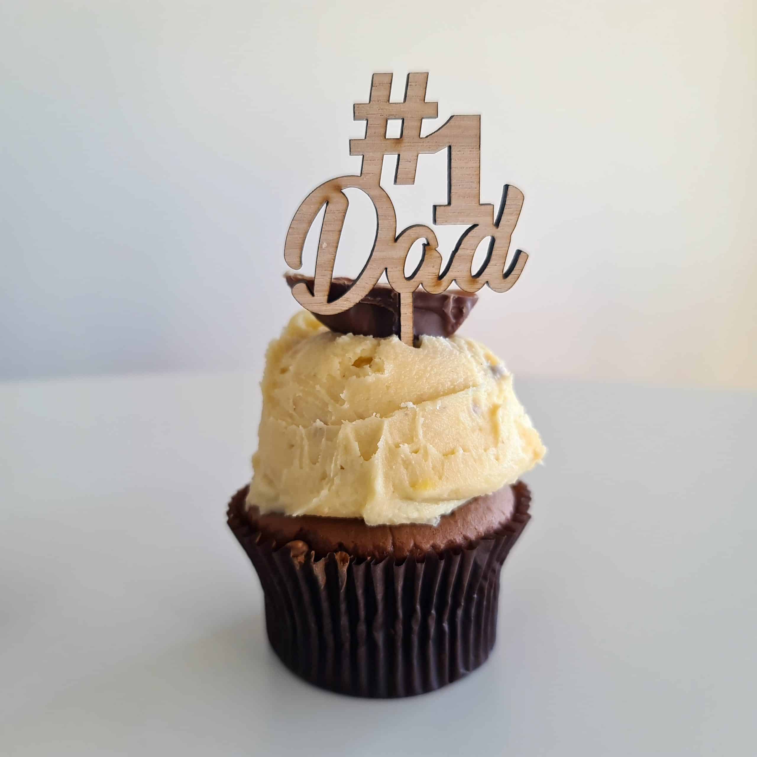 10 x # 1 Dad Cupcake Toppers - Wood