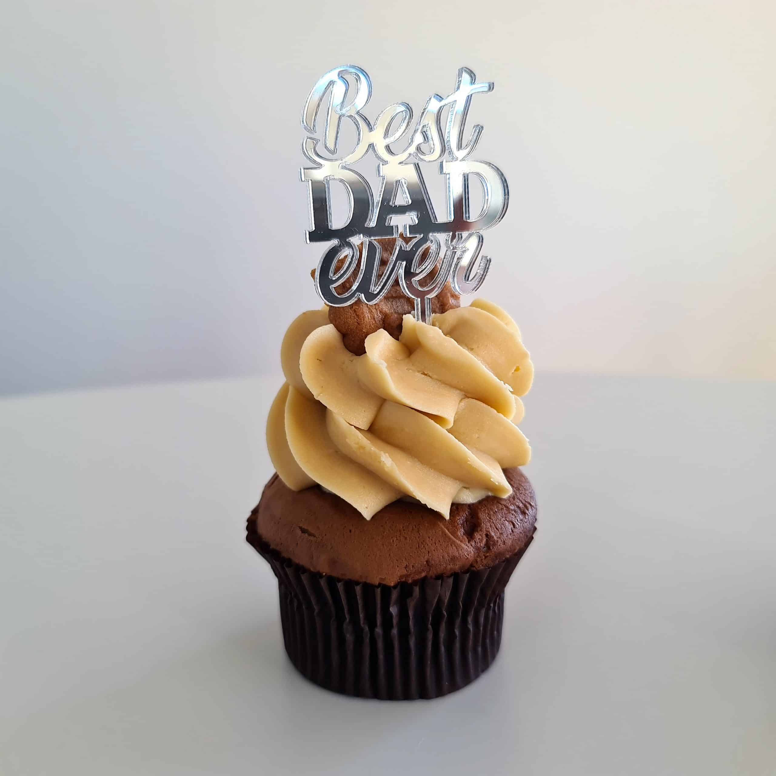 10 x Best DAD ever Cupcake Toppers - Silver