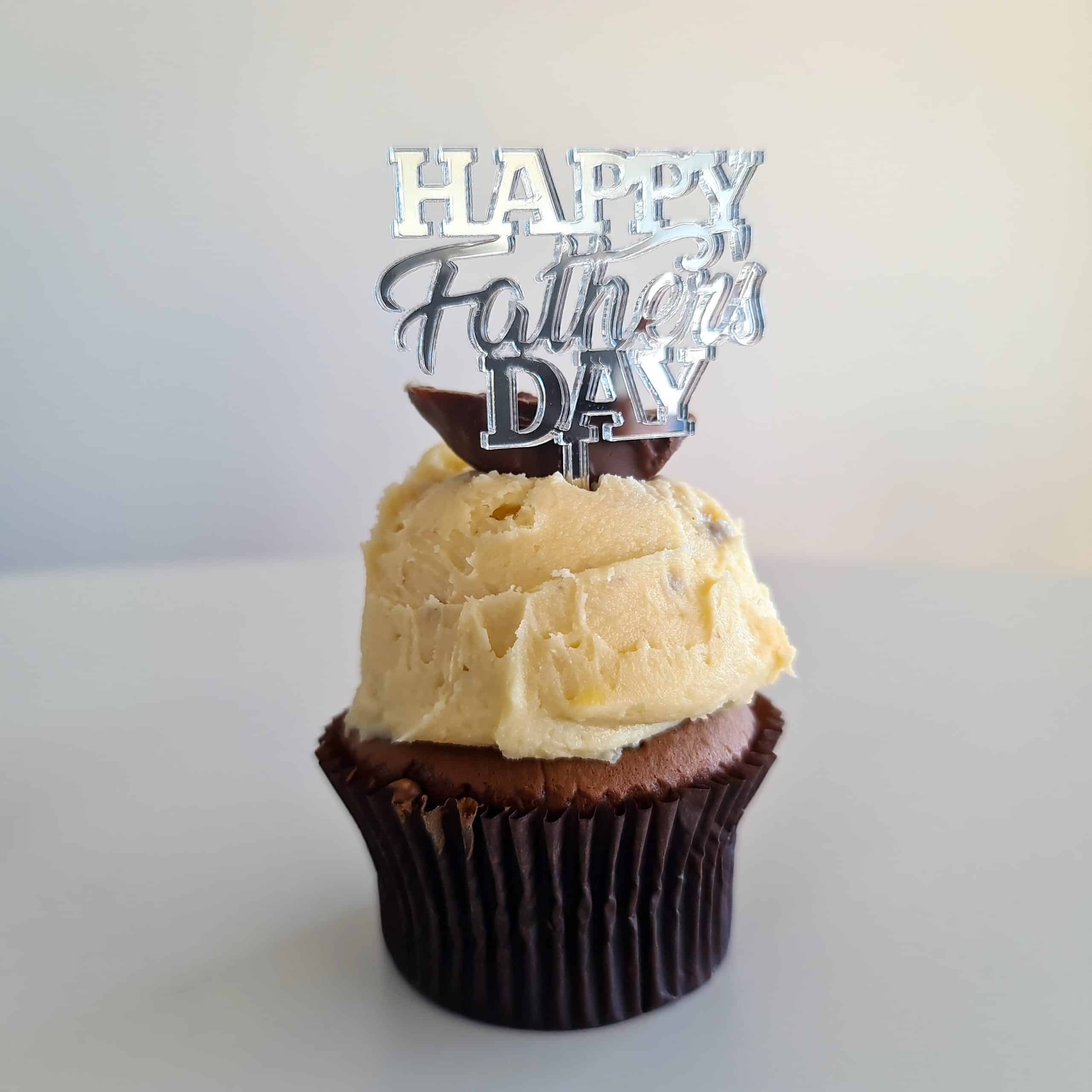 10 x Happy Father's Day Cupcake Toppers - Silver