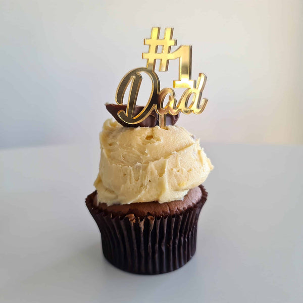 10 x # 1 Dad Cupcake Toppers - Gold