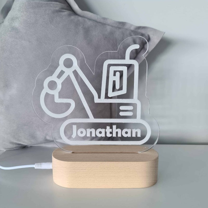 Personalised Baby Night Light - Digger