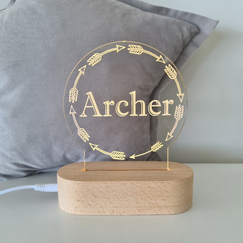 Nursery Decor Night Light Custom Name Arrow