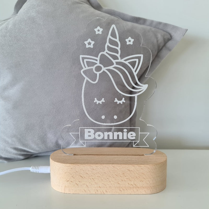 Nursery Decor Night Light Custom Name Unicorn