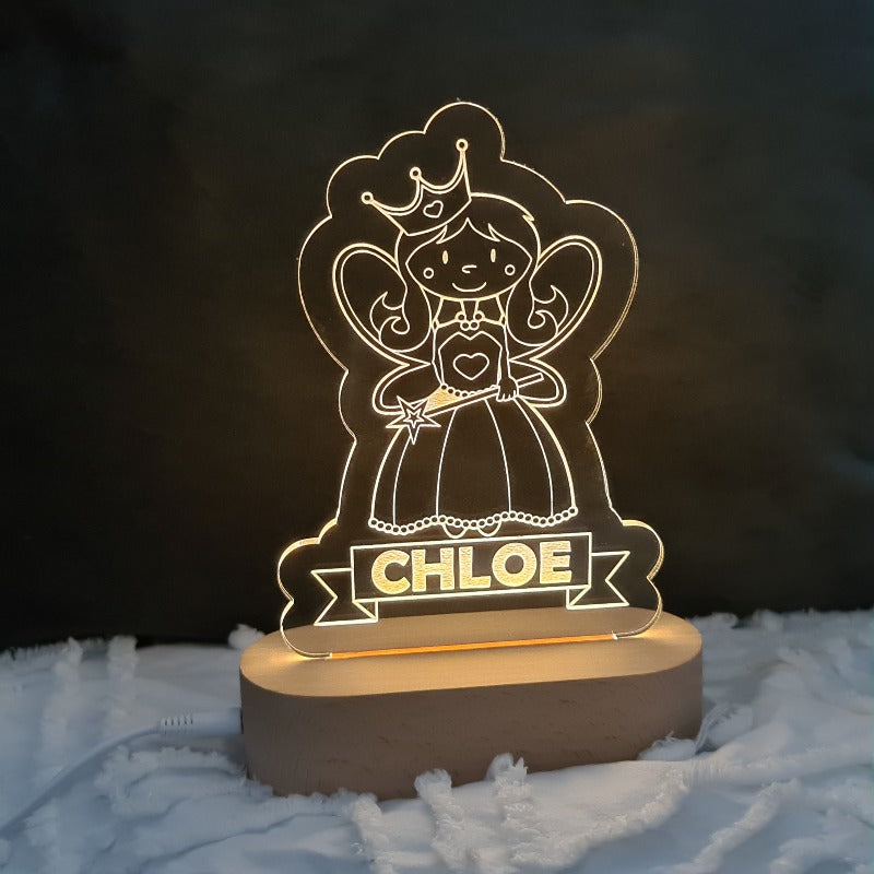 Nursery Decor Night Light Custom Name Princess