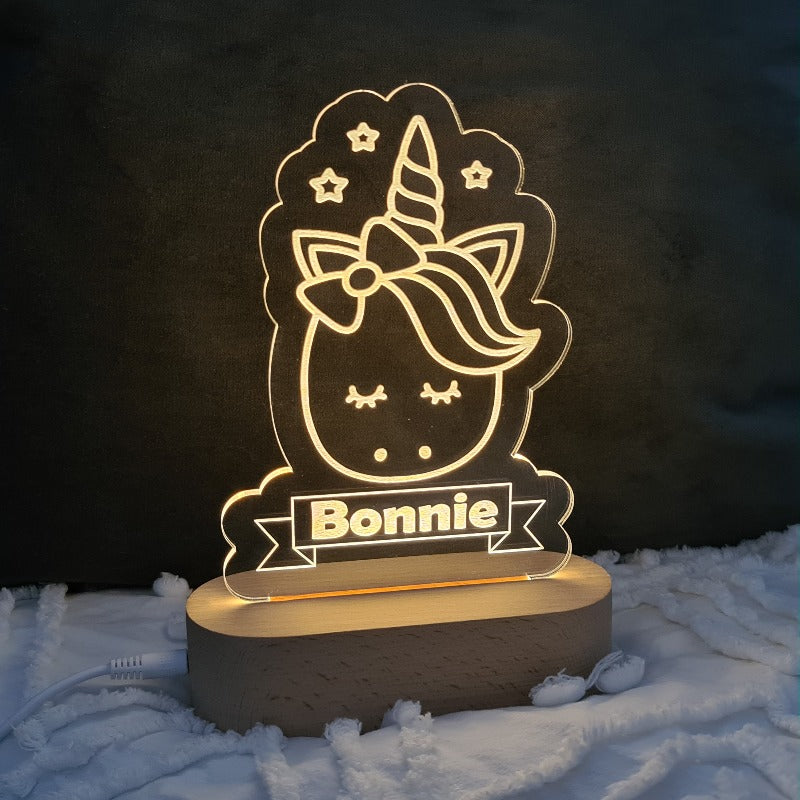 Nursery Decor Night Light Custom Name Unicorn
