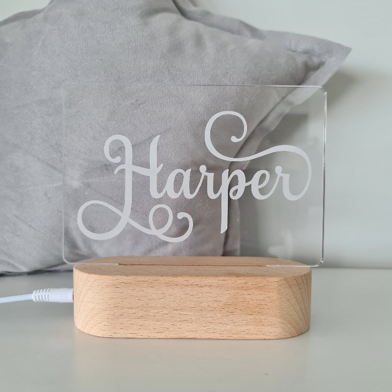 Personalised Baby Night Light - Swirl Name