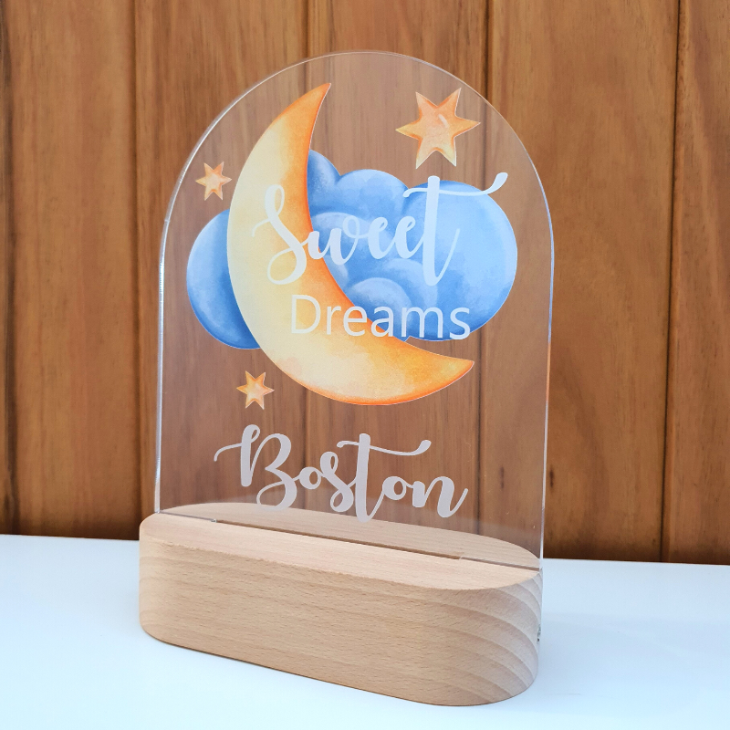 Personalised Gifts Night Light for Kids - Printed Cloud Moon