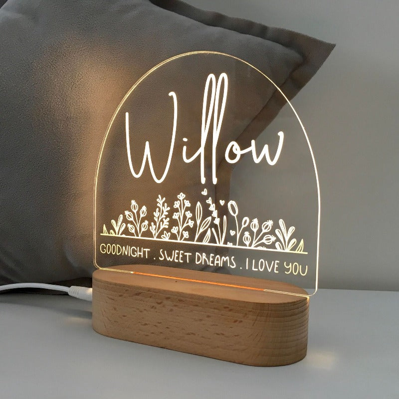 Personalised Kids Night Light - Flower Bed Willow