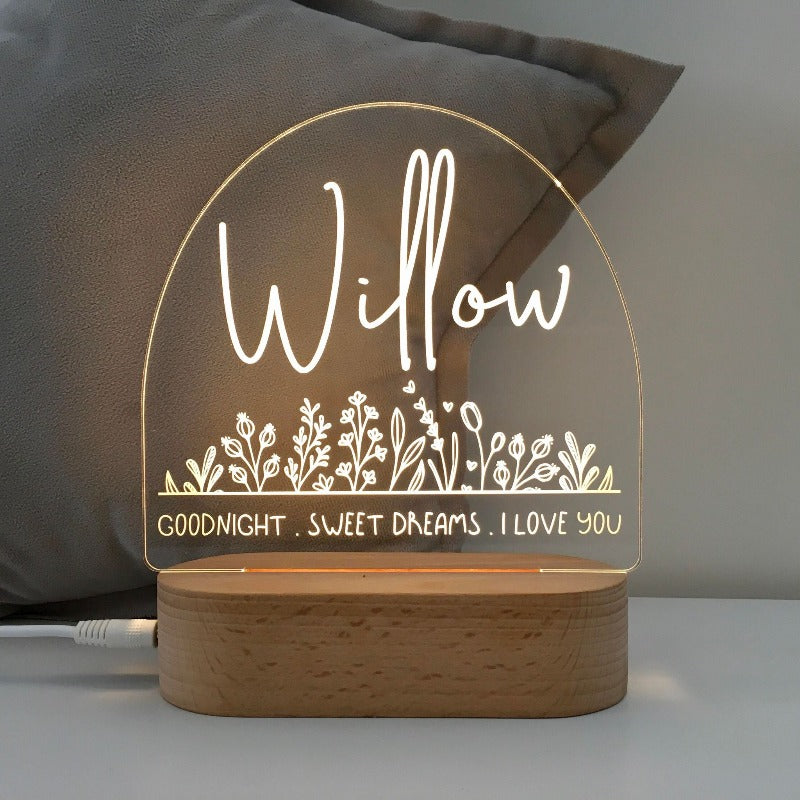 Personalised Kids Night Light - Flower Bed Willow
