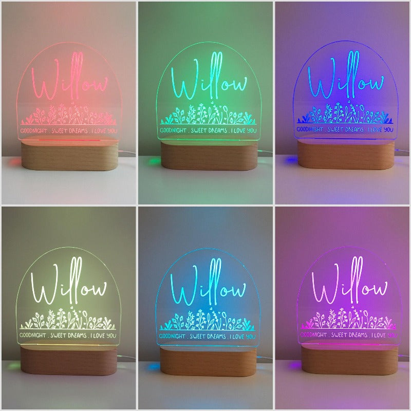 Personalised Kids Night Light - Flower Bed Willow