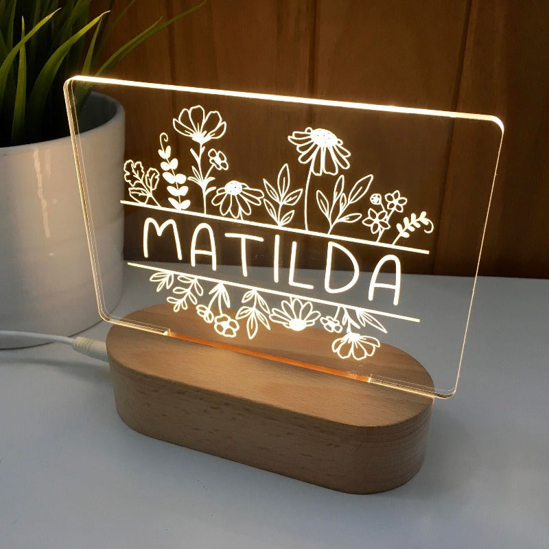 Personalised Kids Night Light - Matilda Flowers