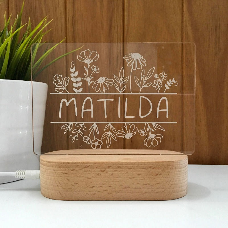 Personalised Kids Night Light - Matilda Flowers