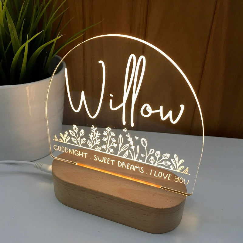 Personalised Kids Night Light - Flower Bed Willow