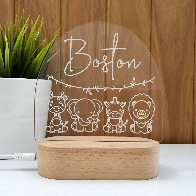 Personalised Kids Night Light - Safari