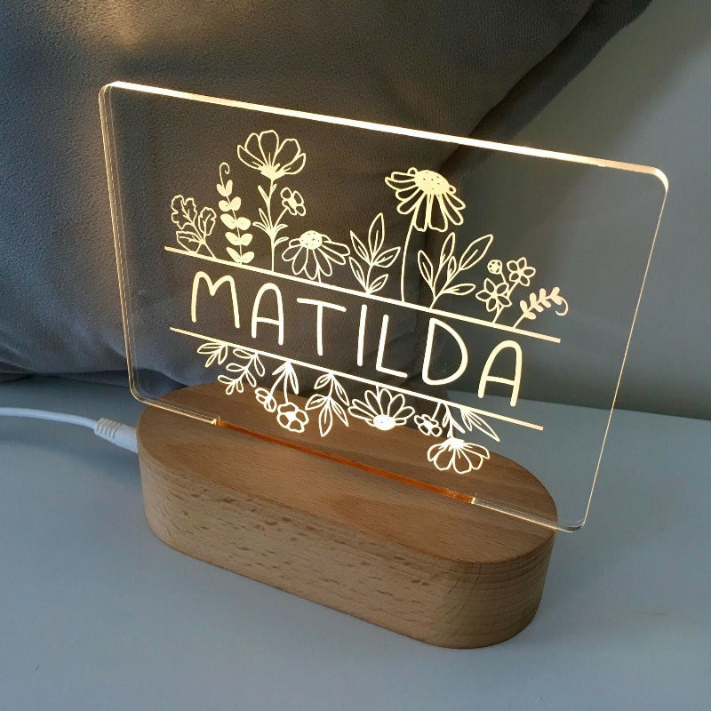 Personalised Kids Night Light - Matilda Flowers