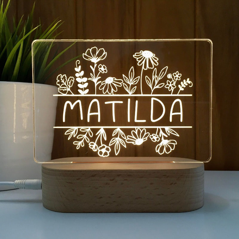 Personalised Kids Night Light - Matilda Flowers