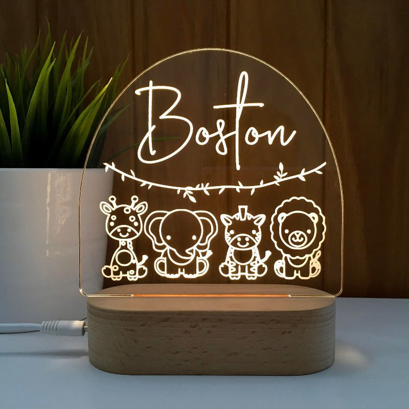 Personalised Kids Night Light - Safari