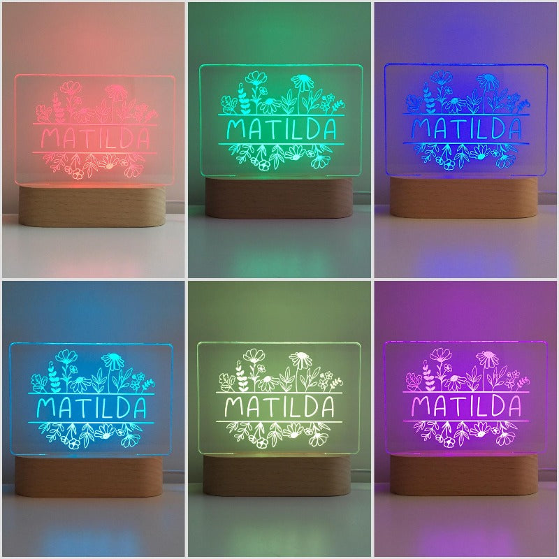 Personalised Kids Night Light - Matilda Flowers
